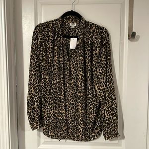 J. Crew leopard tie blouse